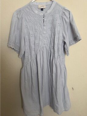 Universal Thread Pale Blue Eyelet Button Front Blouse